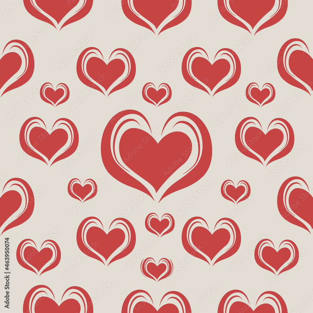 Red hearts seamless pattern background