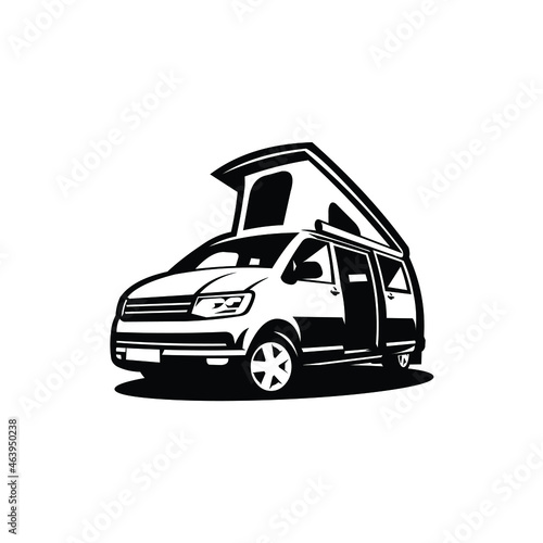 Canvas Print Campervan silhouette vector isolated in white background