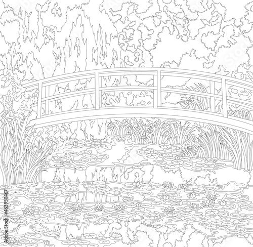 The Water Lily Pond (1899) by Claude Monet: adult coloring page photo