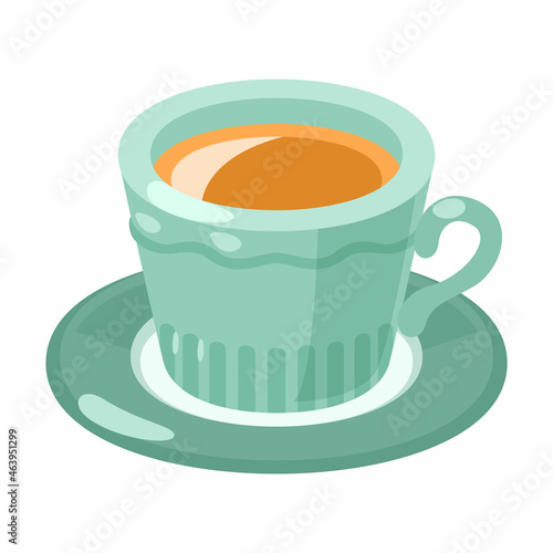 グリーンのマグカップに入った紅茶