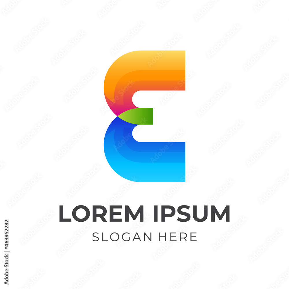 initial E logo concept with 3d colorful style initial E logo concept with 3d colorful style