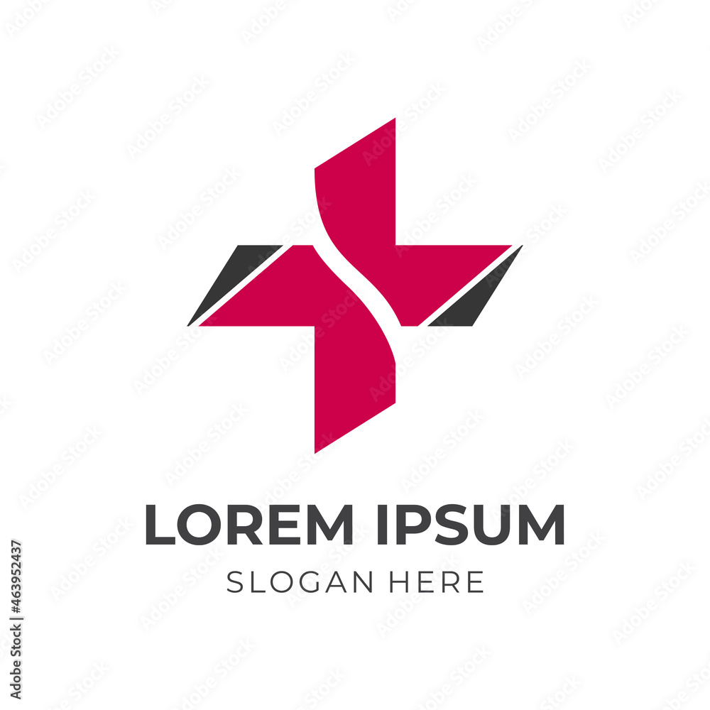 medical logo design template concept vector with flat red and black color style medical logo design template concept vector with flat red and black color style