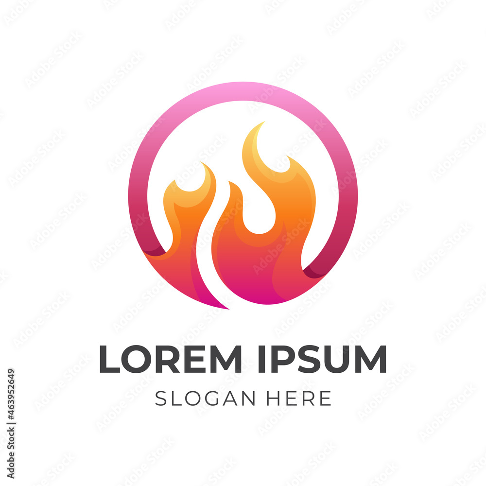 fire logo design with 3d orange and red color style fire logo design with 3d orange and red color style