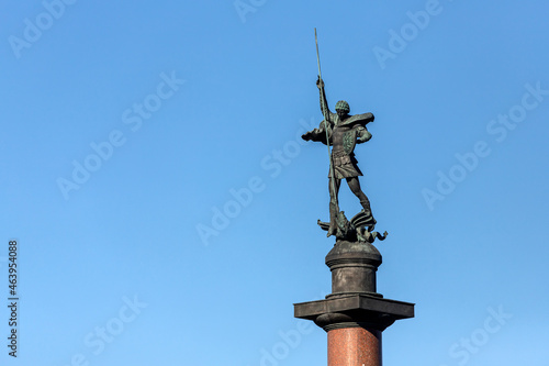 Moscow, Russia - October 13, 2021: monument to the soldiers of law and order who died in the line of duty