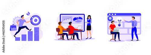 Career development, Workshop, Professional development of teachers. New skills gain abstract concept vector illustration set. 