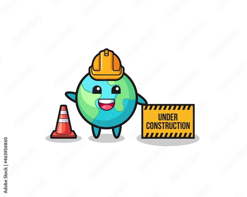 illustration of earth with under construction banner illustration of earth with under construction banner