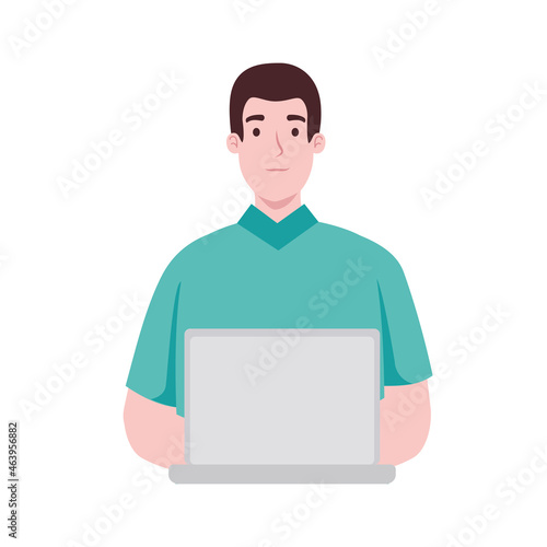 man using laptop