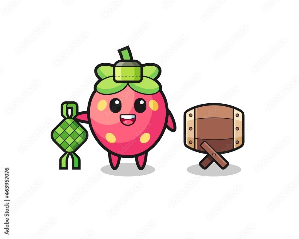 strawberry muslim character are celebrating Eid Al Fitr strawberry muslim character are celebrating Eid Al Fitr
