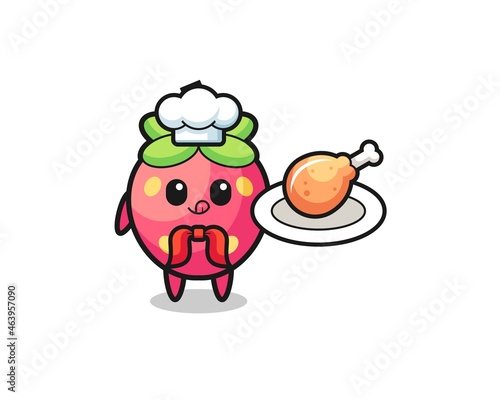 strawberry fried chicken chef cartoon character