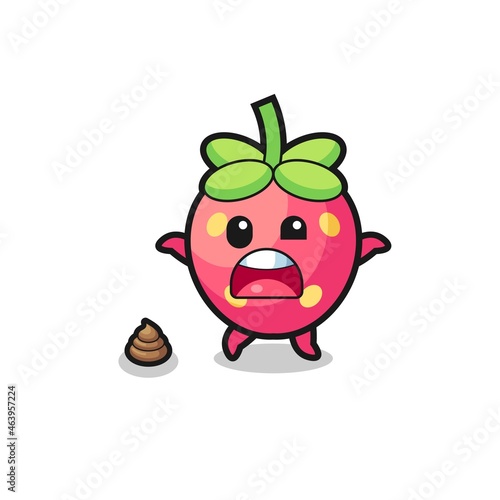 strawberry earth surprised to meet poop