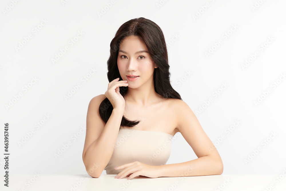 Beautiful young asian woman with clean fresh skin on white background, Face care, Facial treatment, Cosmetology, beauty and spa, Asian women portrait. Beautiful young asian woman with clean fresh skin on white background, Face care, Facial treatment, Cosmetology, beauty and spa, Asian women portrait.