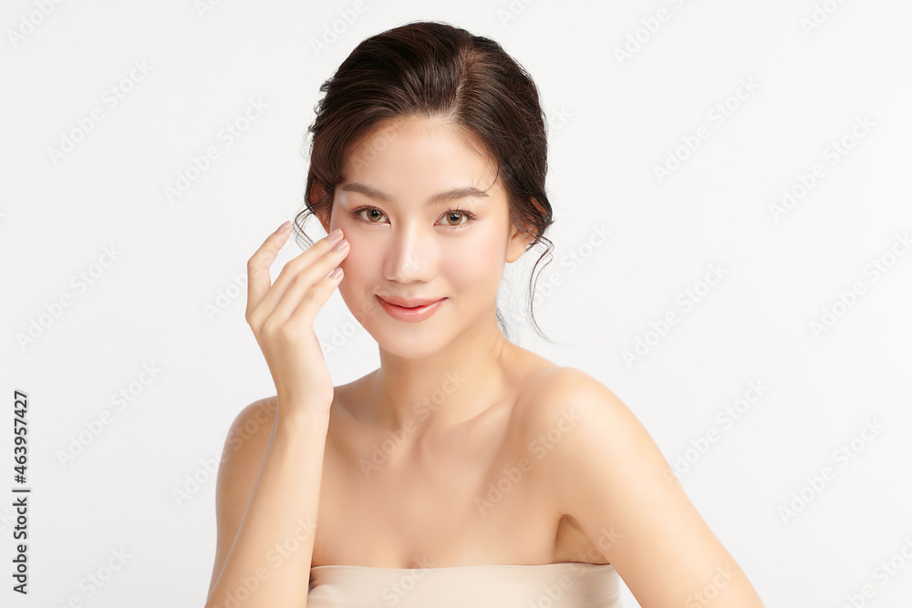 Beautiful young asian woman with clean fresh skin on white background, Face care, Facial treatment, Cosmetology, beauty and spa, Asian women portrait. Beautiful young asian woman with clean fresh skin on white background, Face care, Facial treatment, Cosmetology, beauty and spa, Asian women portrait.