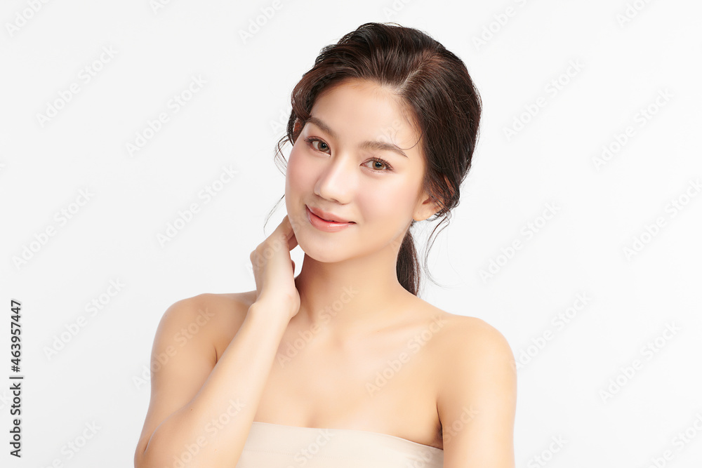 Beautiful young asian woman with clean fresh skin on white background, Face care, Facial treatment, Cosmetology, beauty and spa, Asian women portrait. Beautiful young asian woman with clean fresh skin on white background, Face care, Facial treatment, Cosmetology, beauty and spa, Asian women portrait.