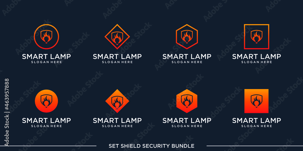 set logo smart lamp bulb bundle vector premium set logo smart lamp bulb bundle vector premium