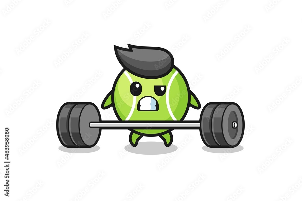 cartoon of tennis lifting a barbell cartoon of tennis lifting a barbell