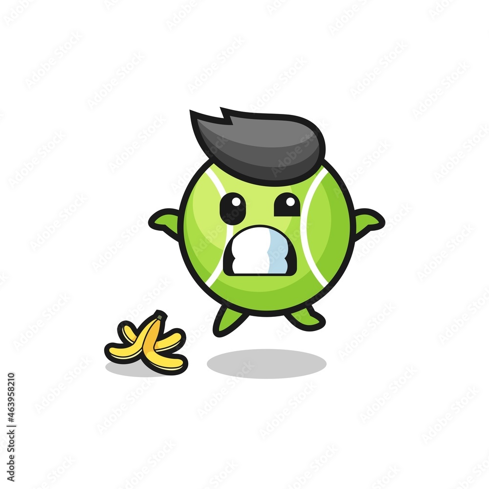 Fototapeta premium tennis cartoon is slip on a banana peel