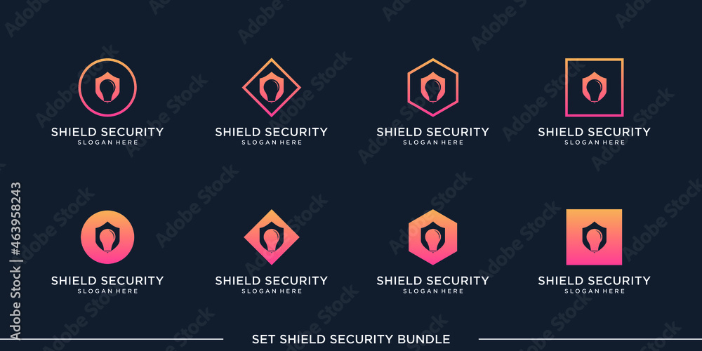 set logo shield security bundle vector premium set logo shield security bundle vector premium