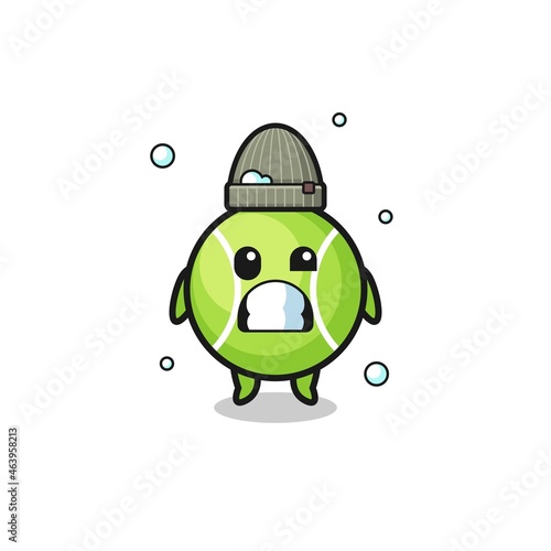 cute cartoon tennis with shivering expression