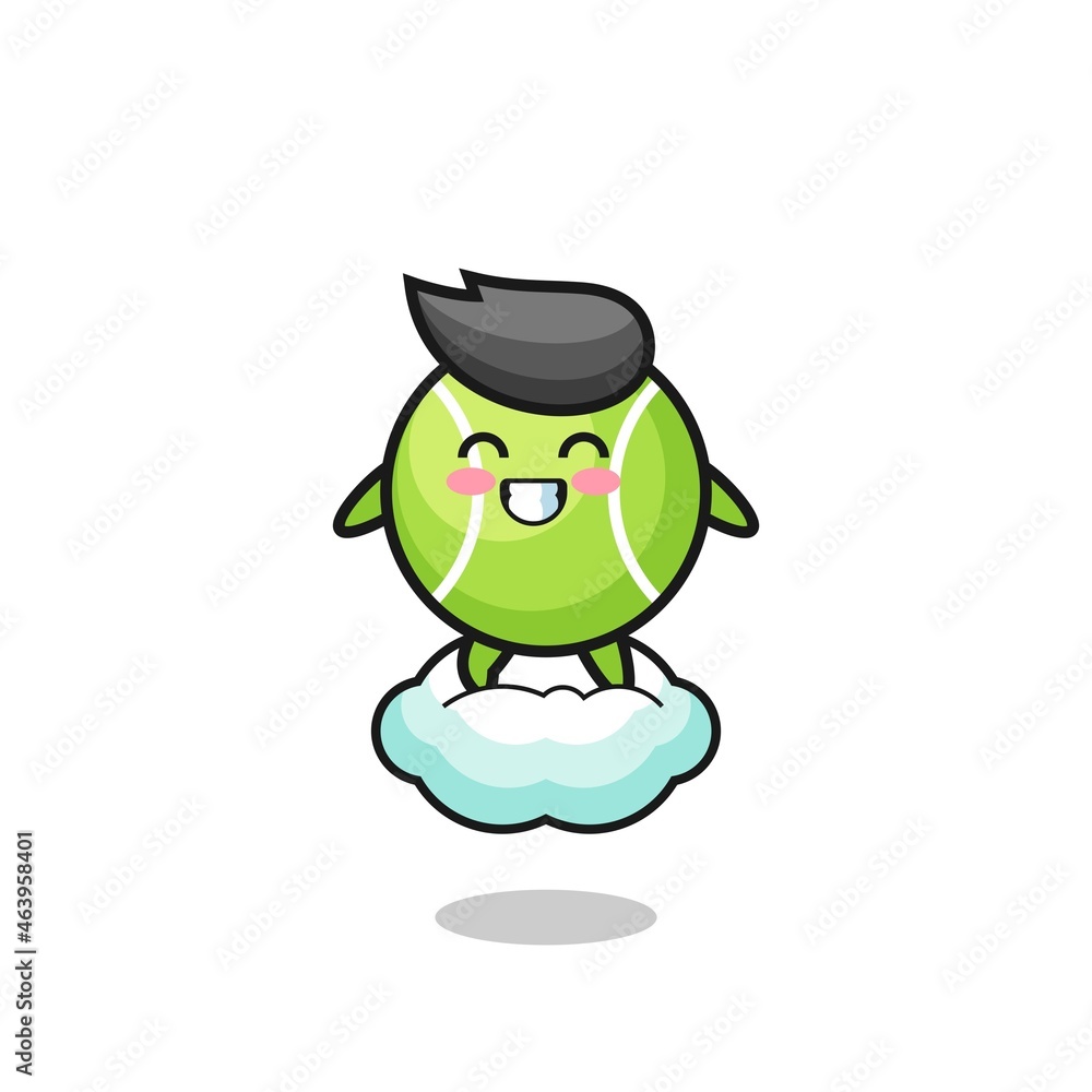 cute tennis illustration riding a floating cloud cute tennis illustration riding a floating cloud