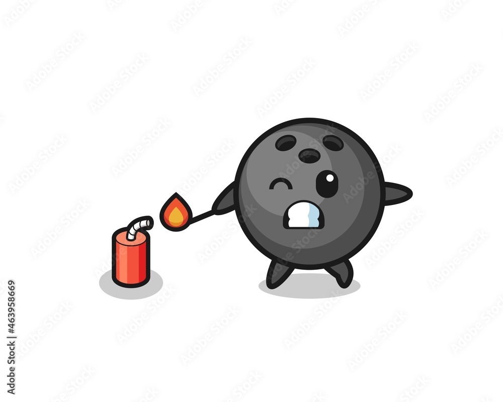 bowling mascot illustration playing firecracker