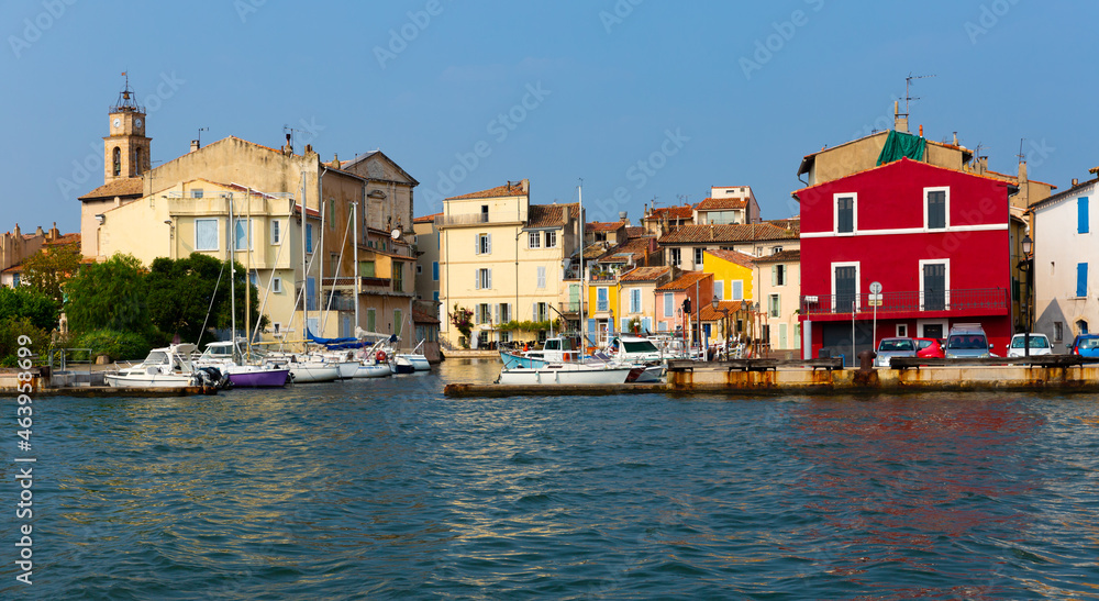 Residential buildings of Quai Brescon and Canal Galiffet in Martigues, France.