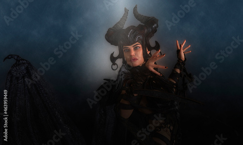 Black magic queen at night 3d illustration