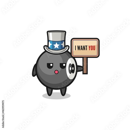 billiard cartoon as uncle Sam holding the banner I want you