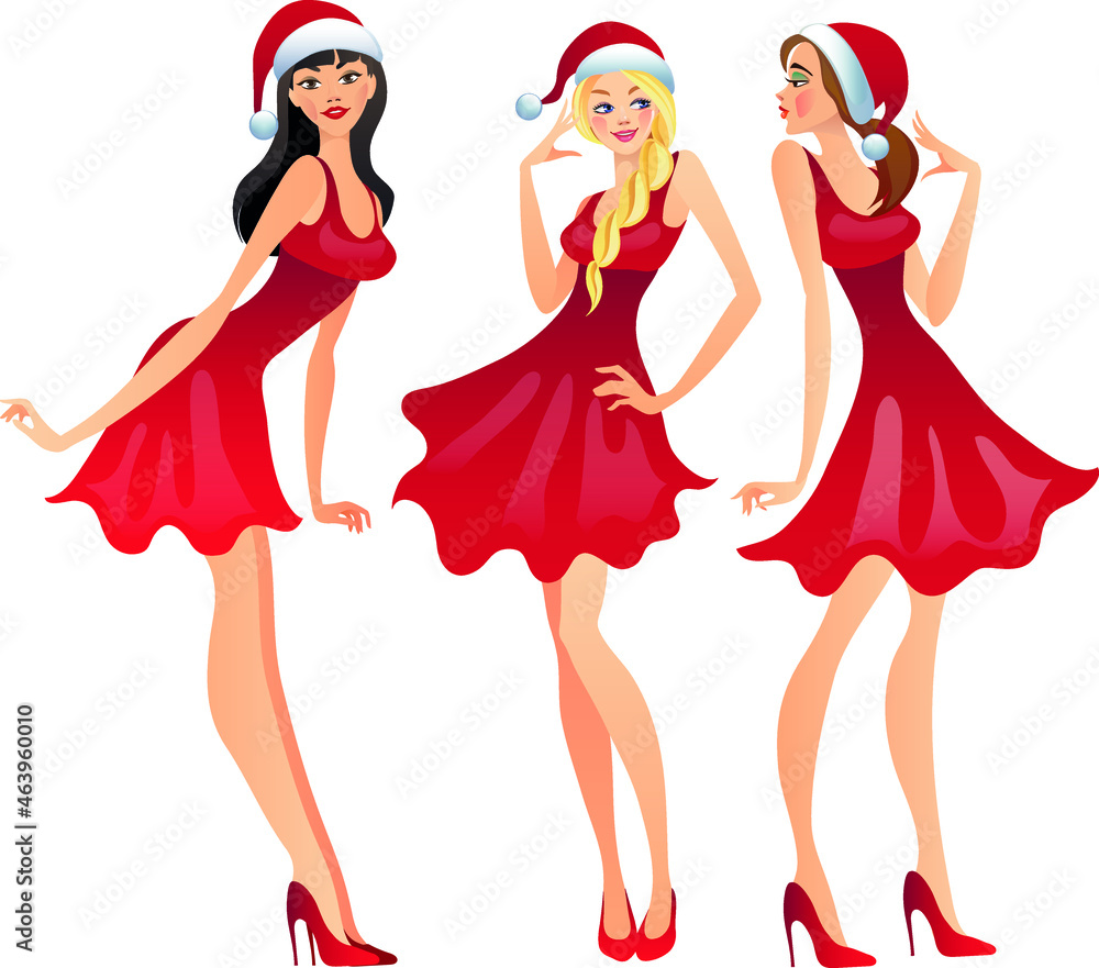 pretty fashion santa girls are posing pretty fashion santa girls are posing