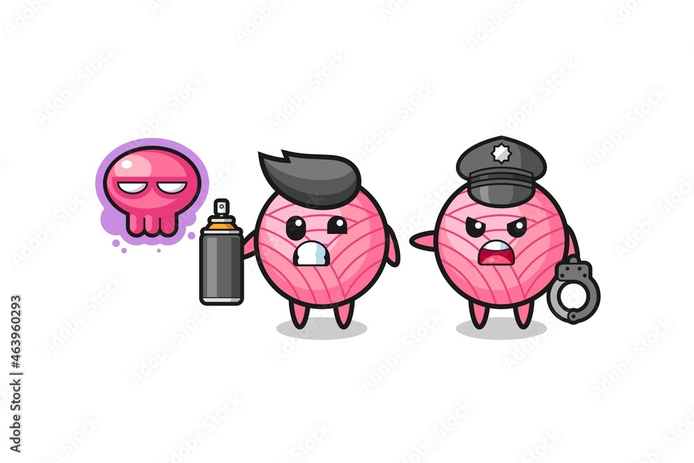 yarn ball cartoon doing vandalism and caught by the police yarn ball cartoon doing vandalism and caught by the police