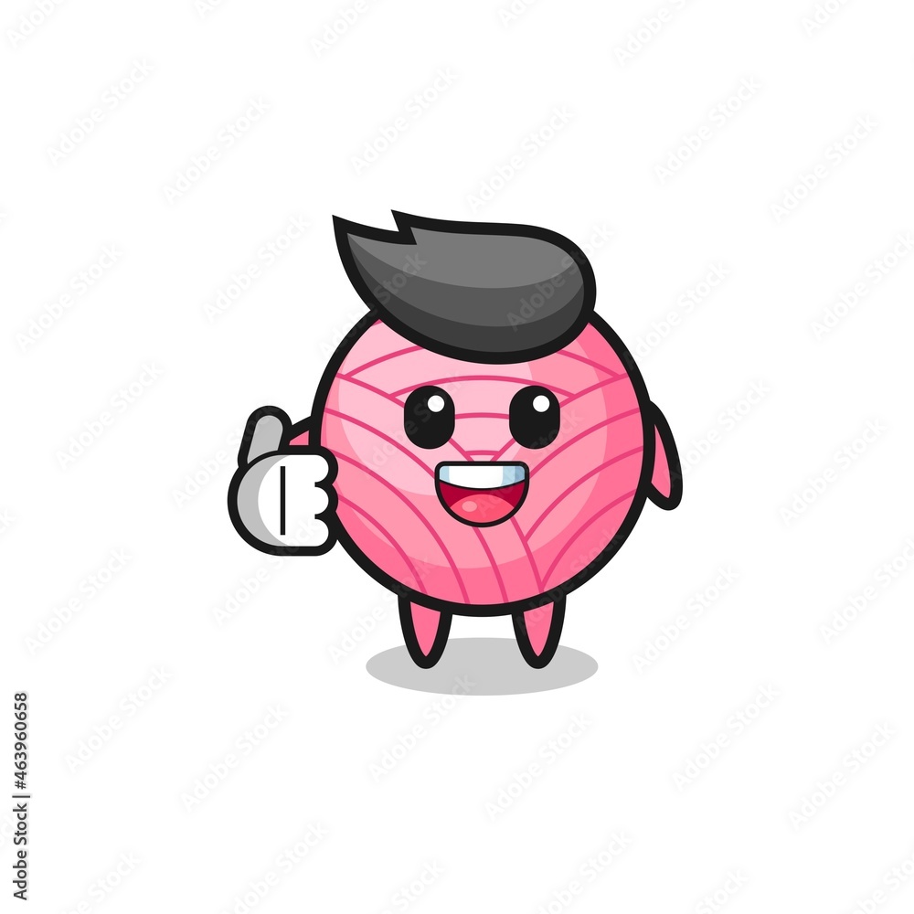 yarn ball mascot doing thumbs up gesture yarn ball mascot doing thumbs up gesture