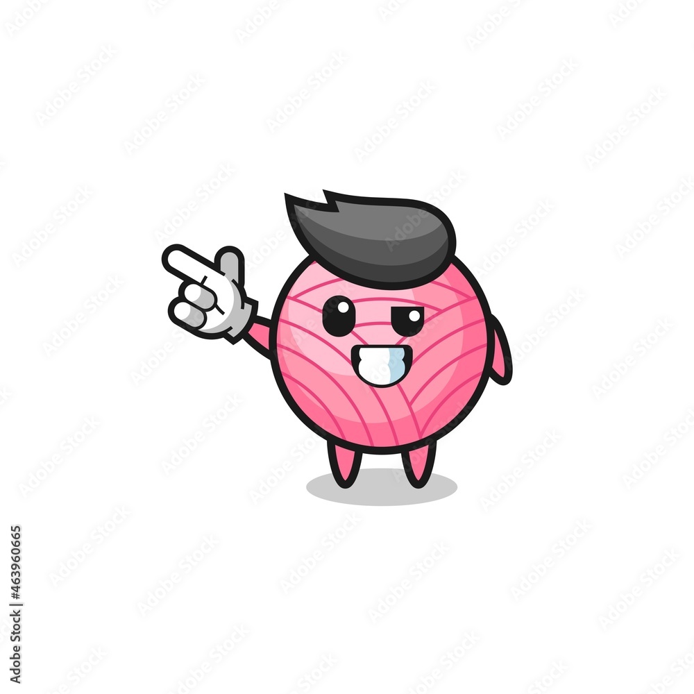 yarn ball mascot pointing top left yarn ball mascot pointing top left