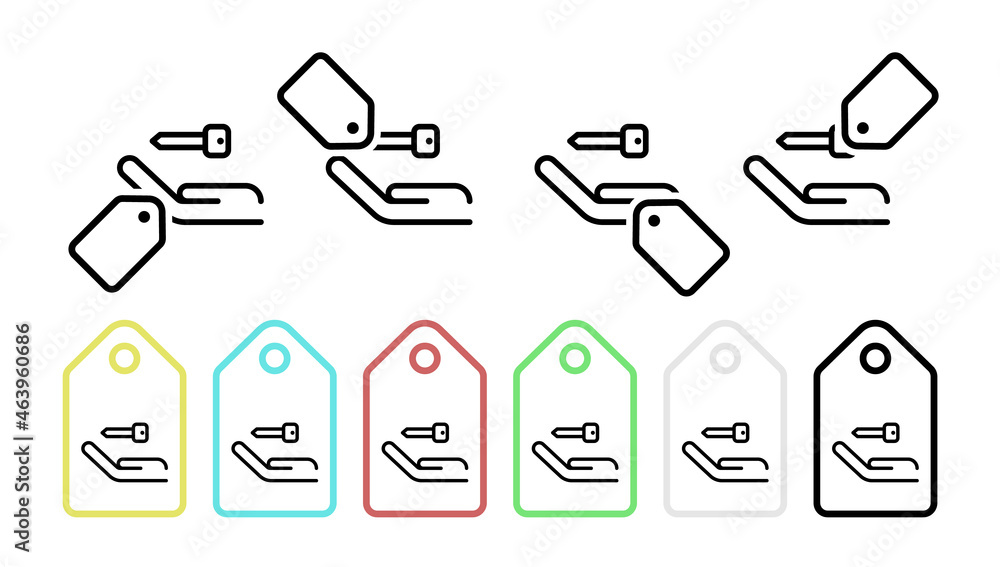 Fototapeta premium Hand keywords vector icon in tag set illustration for ui and ux, website or mobile application