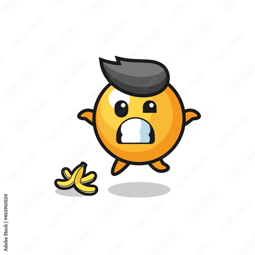 Fototapeta premium ping pong cartoon is slip on a banana peel