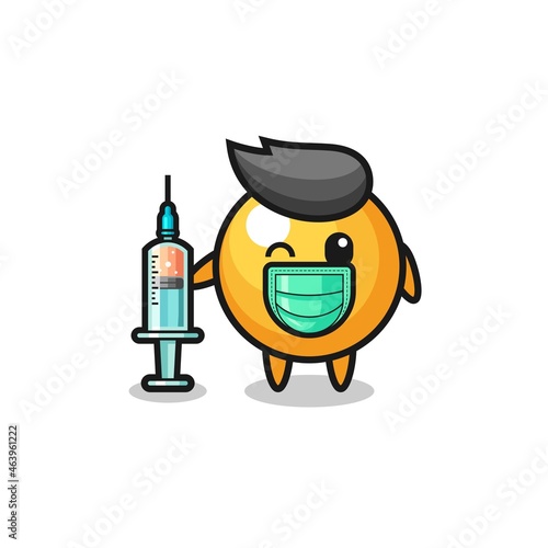 ping pong mascot as vaccinator