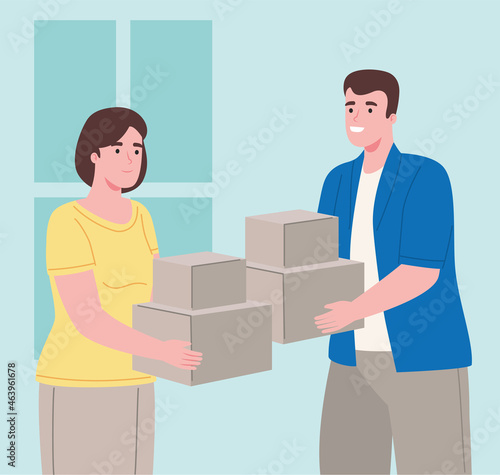 couple holding boxes