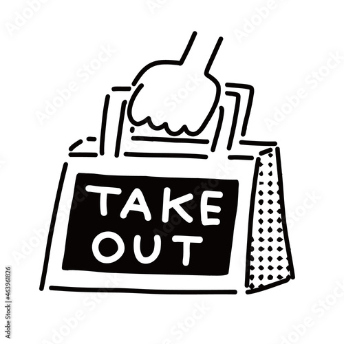 持ち帰り（TAKE OUT）のアイコン風イラスト