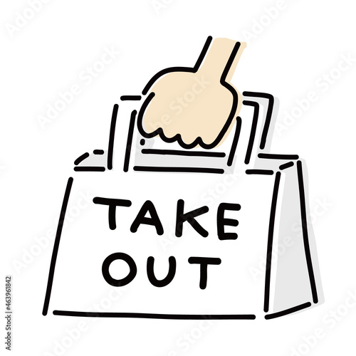 持ち帰り（TAKE OUT）のアイコン風イラスト