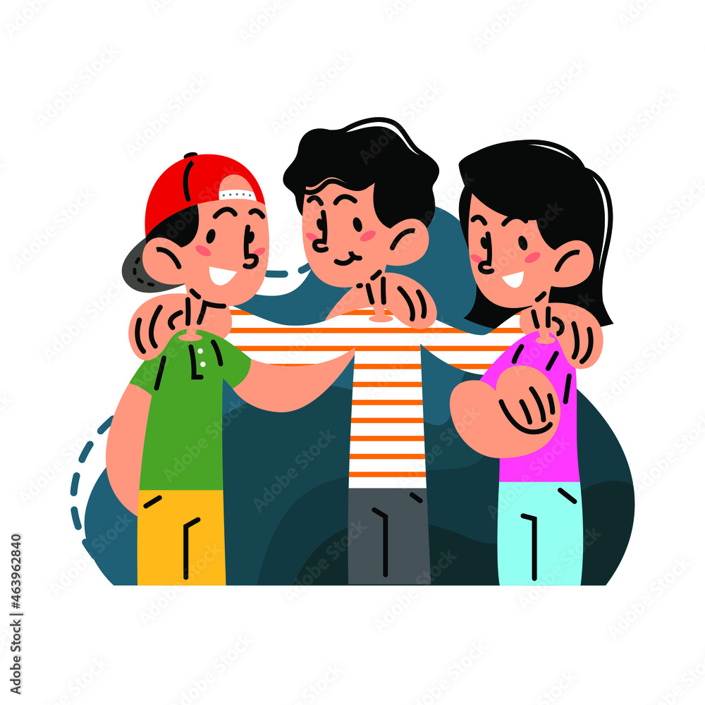 Friendship with hand on shoulder flat vector illustration