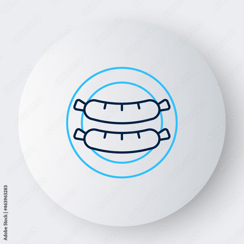 Line Sausage icon isolated on white background. Grilled sausage and aroma sign. Colorful outline concept. Vector Line Sausage icon isolated on white background. Grilled sausage and aroma sign. Colorful outline concept. Vector