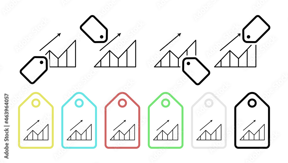 Financial chart line vector icon in tag set illustration for ui and ux, website or mobile application
