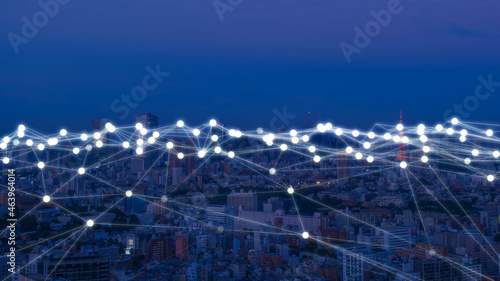 東京の夜景 デジタル ネットワーク