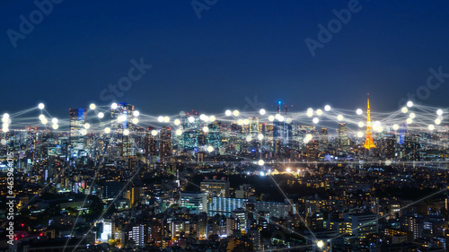 東京の夜景 デジタル ネットワーク