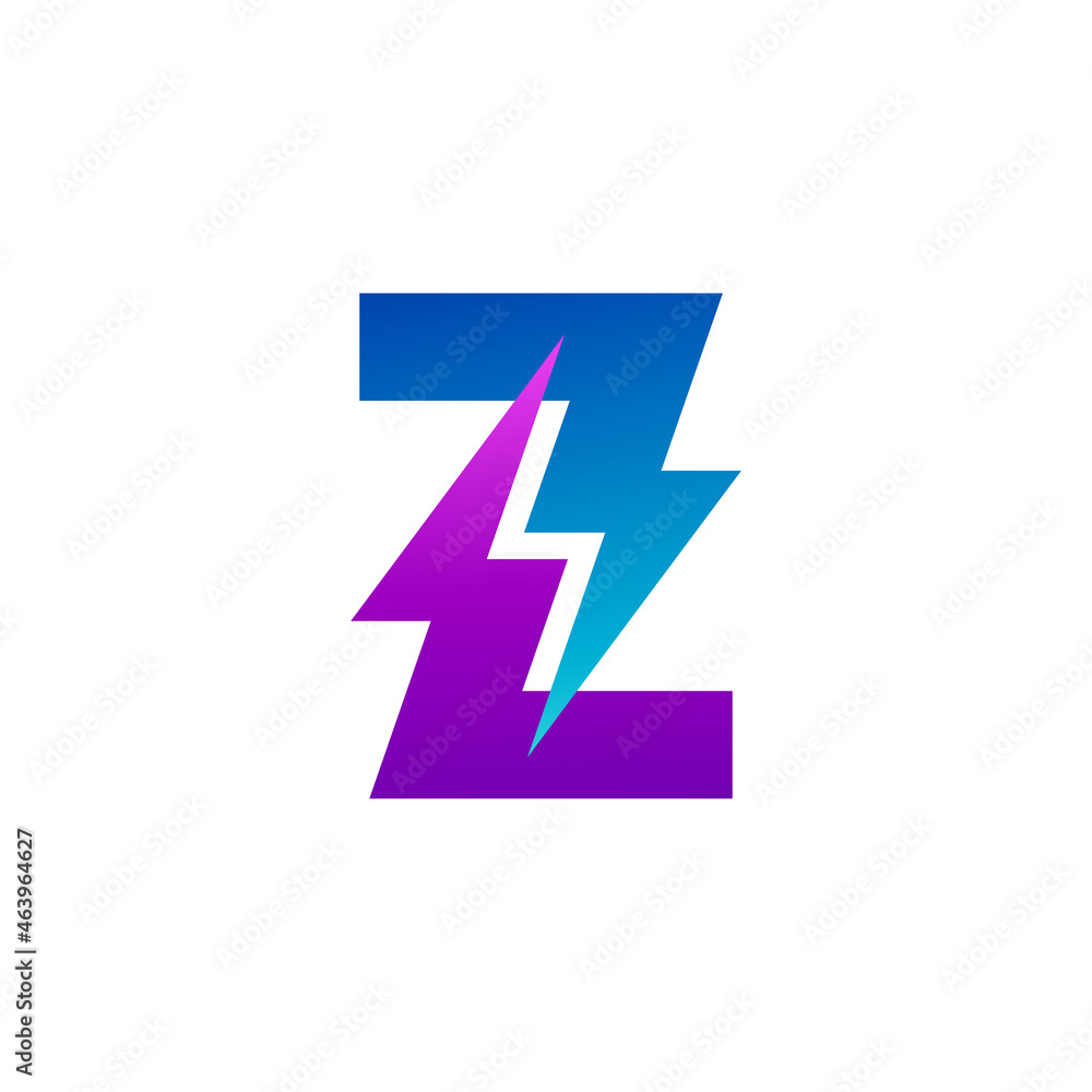 Letter Z logo and thunder design combination Letter Z logo and thunder design combination