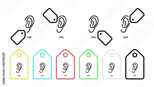 Human ear vector icon in tag set illustration for ui and ux, website or mobile application