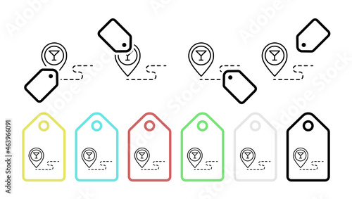 Pin on the restaurant map vector icon in tag set illustration for ui and ux, website or mobile application