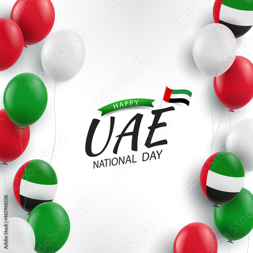 Vector Illustration of National Day United Arab Emirates. Background with balloons and confetti.
