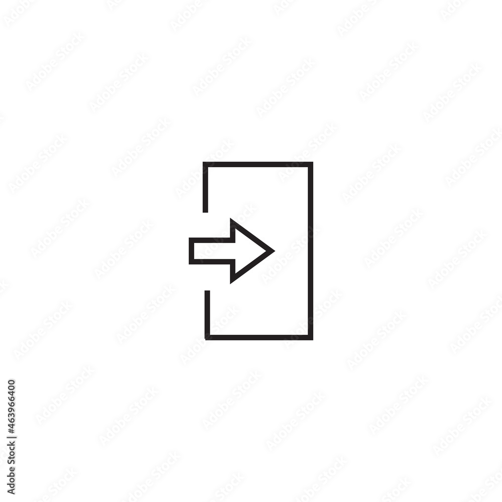 Internet and interface concept. Modern outline high quality illustration for banners, flyers and web sites. Editable stroke in trendy flat style. Line icon of exit sign isolated on white background Internet and interface concept. Modern outline high quality illustration for banners, flyers and web sites. Editable stroke in trendy flat style. Line icon of exit sign isolated on white background