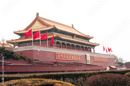 Tiananmen tower in the snow