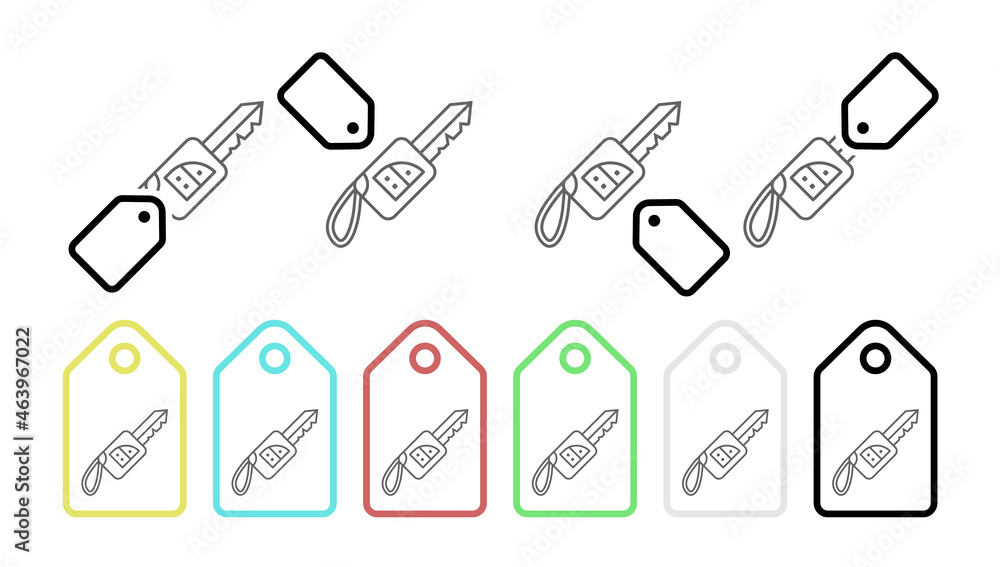 Obraz premium Car key, car vector icon in tag set illustration for ui and ux, website or mobile application