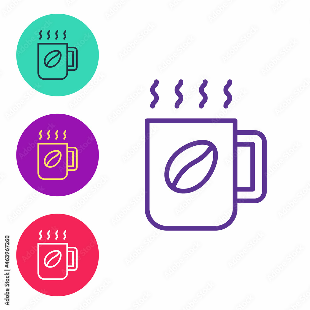 Set line Coffee cup icon isolated on white background. Tea cup. Hot drink coffee. Set icons colorful. Vector Set line Coffee cup icon isolated on white background. Tea cup. Hot drink coffee. Set icons colorful. Vector